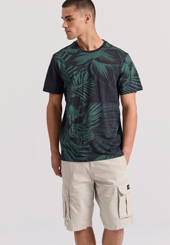FUNKY BUDDHA-Ανδρικό t-shirt FUNKY BUDDHA FBM009-315-04 μαύρο πράσινο