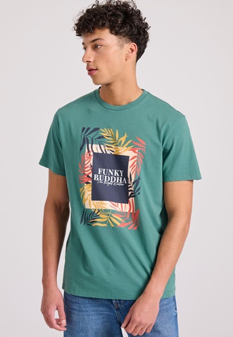 FUNKY BUDDHA-Ανδρικό t-shirt FUNKY BUDDHA FBM009-068-04 πράσινο