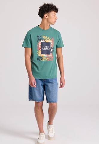 FUNKY BUDDHA-Ανδρικό t-shirt FUNKY BUDDHA FBM009-068-04 πράσινο