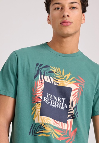 FUNKY BUDDHA-Ανδρικό t-shirt FUNKY BUDDHA FBM009-068-04 πράσινο