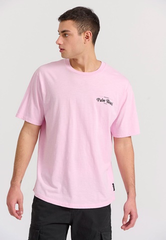 FUNKY BUDDHA-Ανδρικό t-shirt FUNKY BUDDHA FBM009-062-04 ροζ 