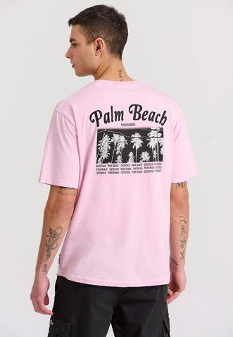 FUNKY BUDDHA-Ανδρικό t-shirt FUNKY BUDDHA FBM009-062-04 ροζ 