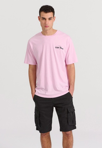 FUNKY BUDDHA-Ανδρικό t-shirt FUNKY BUDDHA FBM009-062-04 ροζ 
