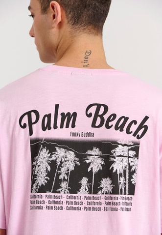 FUNKY BUDDHA-Ανδρικό t-shirt FUNKY BUDDHA FBM009-062-04 ροζ 