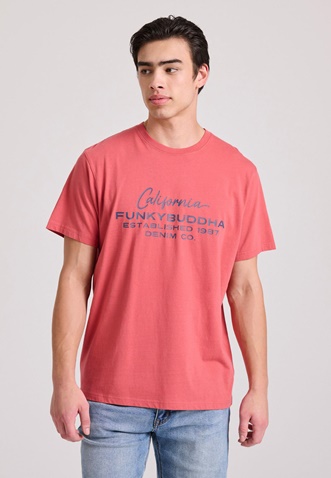 FUNKY BUDDHA-Ανδρικό t-shirt FUNKY BUDDHA FBM009-017-04 κόκκινη