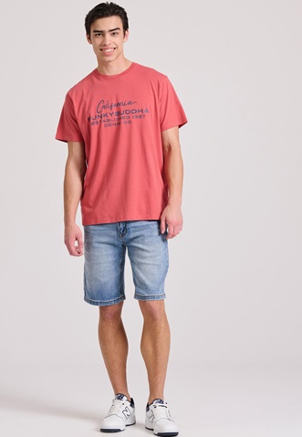 FUNKY BUDDHA-Ανδρικό t-shirt FUNKY BUDDHA FBM009-017-04 κόκκινη