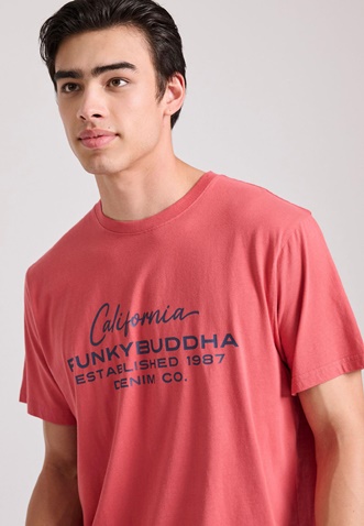 FUNKY BUDDHA-Ανδρικό t-shirt FUNKY BUDDHA FBM009-017-04 κόκκινη