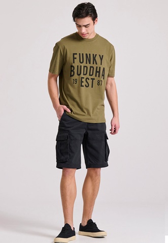 FUNKY BUDDHA-Ανδρικό t-shirt FUNKY BUDDHA FBM009-099-04 λαδί 