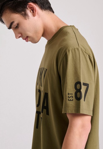 FUNKY BUDDHA-Ανδρικό t-shirt FUNKY BUDDHA FBM009-099-04 λαδί 