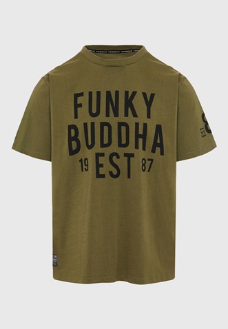 FUNKY BUDDHA-Ανδρικό t-shirt FUNKY BUDDHA FBM009-099-04 λαδί 