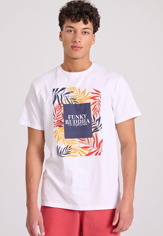 FUNKY BUDDHA-Ανδρικό t-shirt FUNKY BUDDHA  FBM009-068-04 λευκό 