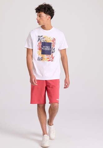 FUNKY BUDDHA-Ανδρικό t-shirt FUNKY BUDDHA  FBM009-068-04 λευκό 