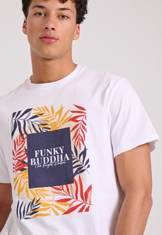 FUNKY BUDDHA-Ανδρικό t-shirt FUNKY BUDDHA  FBM009-068-04 λευκό 