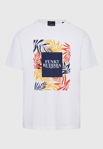 FUNKY BUDDHA-Ανδρικό t-shirt FUNKY BUDDHA  FBM009-068-04 λευκό 