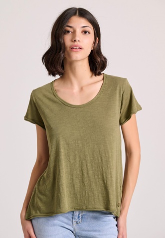 FUNKY BUDDHA-Γυναικείο t-shirt FUNKY BUDDHA FBL009-101-04 λαδί