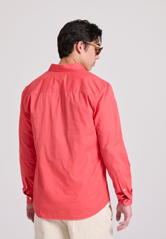 FUNKY BUDDHA-Ανδρικό πουκάμισο FUNKY BUDDHA garment dyed FBM009-015-05 κόκκινο 