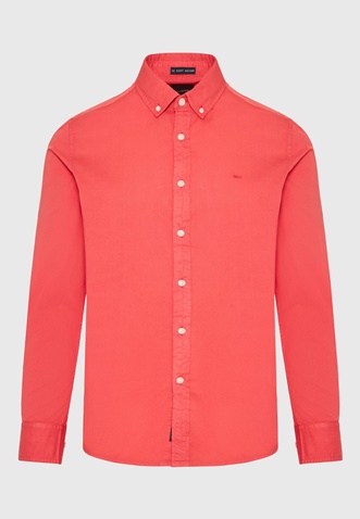 FUNKY BUDDHA-Ανδρικό πουκάμισο FUNKY BUDDHA garment dyed FBM009-015-05 κόκκινο 