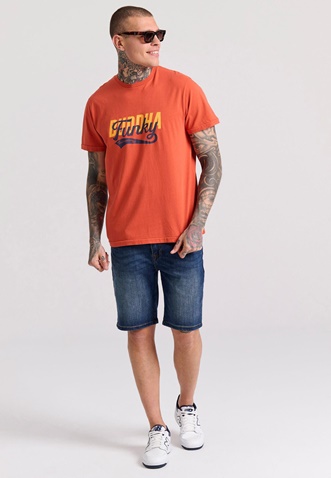 FUNKY BUDDHA-Ανδρικό t-shirt FUNKY BUDDHA FBM009-040-04 πορτοκαλί 