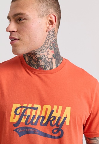 FUNKY BUDDHA-Ανδρικό t-shirt FUNKY BUDDHA FBM009-040-04 πορτοκαλί 