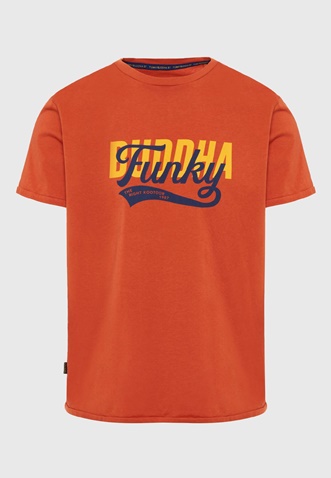 FUNKY BUDDHA-Ανδρικό t-shirt FUNKY BUDDHA FBM009-040-04 πορτοκαλί 