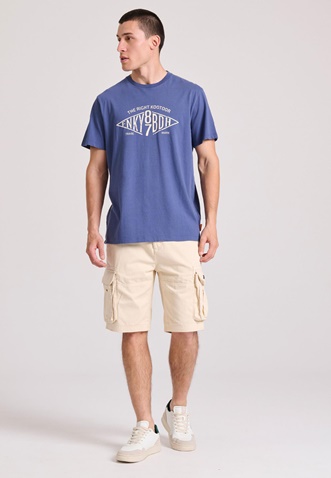 FUNKY BUDDHA-Ανδρικό t-shirt FUNKY BUDDHA FBM009-098-04 μπλε