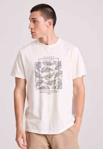 FUNKY BUDDHA-Ανδρικό t-shirt FUNKY BUDDHA FBM009-065-04 λευκό