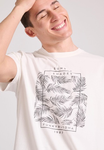 FUNKY BUDDHA-Ανδρικό t-shirt FUNKY BUDDHA FBM009-065-04 λευκό