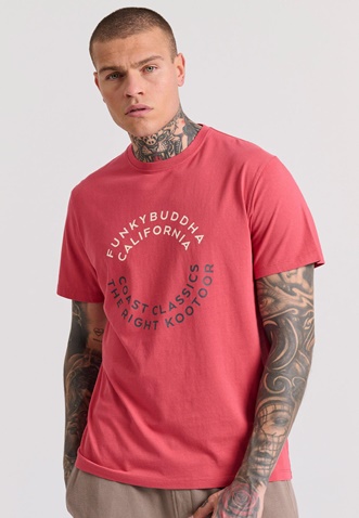 FUNKY BUDDHA-Ανδρικό t-shirt FUNKY BUDDHA FBM009-089-04 κόκκινο