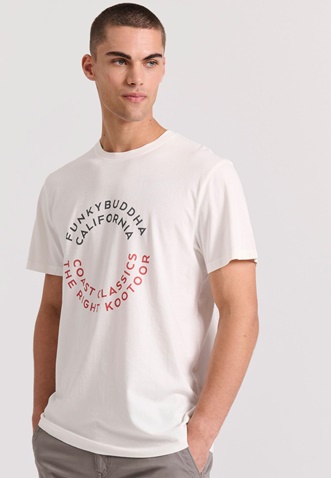 FUNKY BUDDHA-Ανδρικό t-shirt FUNKY BUDDHA FBM009-089-04 λευκό 