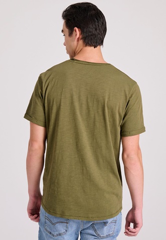 FUNKY BUDDHA-Aνδρικό t-shirt FUNKY BUDDHA FBM009-005-04 χακί