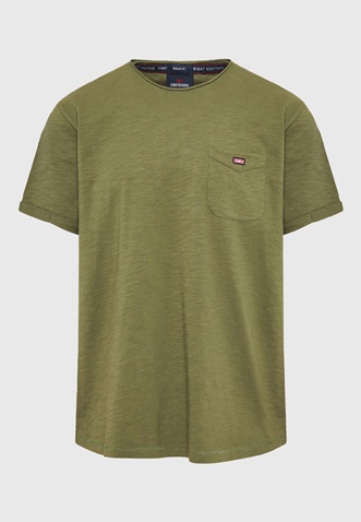 FUNKY BUDDHA-Aνδρικό t-shirt FUNKY BUDDHA FBM009-005-04 χακί