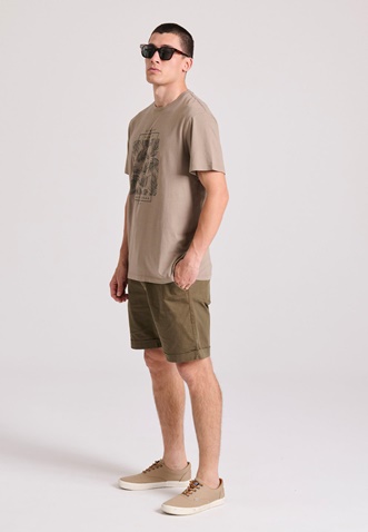 FUNKY BUDDHA-Ανδρική chino βερμούδα FUNKY BUDDHA FBM009-012-03 χακί 
