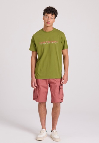 FUNKY BUDDHA-Ανδρικό t-shirt FUNKY BUDDHA FBM009-095-04 λαδί