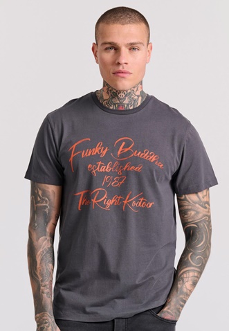 FUNKY BUDDHA-Ανδρικό t-shirt FUNKY BUDDHA γκρι 