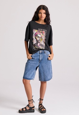 FUNKY BUDDHA-Γυναικείο t-shirt  FUNKY BUDDHA FBL009-121-04 μαύρο