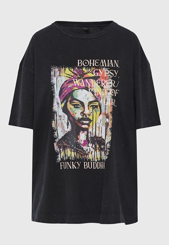 FUNKY BUDDHA-Γυναικείο t-shirt  FUNKY BUDDHA FBL009-121-04 μαύρο