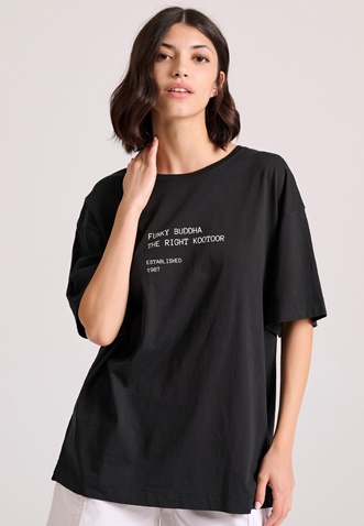 FUNKY BUDDHA-Γυναικείο t-shirt FUNKY BUDDHA FBL009-120-04 μαύρο