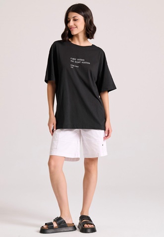 FUNKY BUDDHA-Γυναικείο t-shirt FUNKY BUDDHA FBL009-120-04 μαύρο