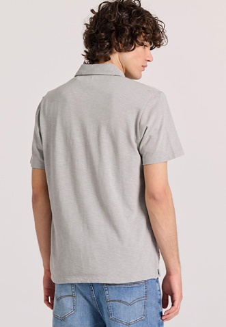 FUNKY BUDDHA-Ανδρικό polo μπλούζα  FUNKY BUDDHA Garment dyed FBM009-011-11 γκρι