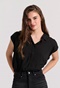 FUNKY BUDDHA-Γυναικείο κοντομάνικο πουκάμισο FUNKY BUDDHA  FBL009-100-05 μαύρο 
