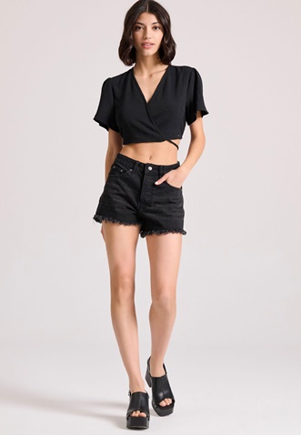 FUNKY BUDDHA-Γυναικείο cropped top FUNKY BUDDHA FBL009-121-17 μαύρο