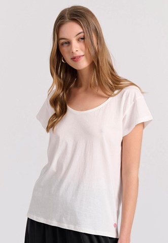 FUNKY BUDDHA-Γυναικείο t-shirt FUNKY BUDDHA FBL009-105-04 λευκό