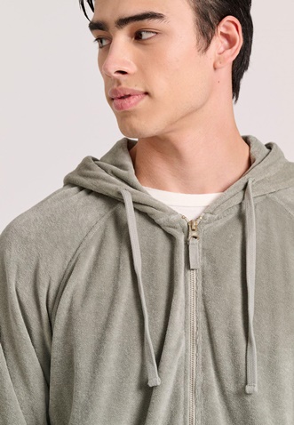 FUNKY BUDDHA-Ανδρική φούτερ ζακέτα FUNKY BUDDHA FBM009-002-06 ανοιχτό γκρι 