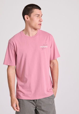 FUNKY BUDDHA-Ανδρικό t-shirt FUNKY BUDDHA FBM009-057-04 ροζ