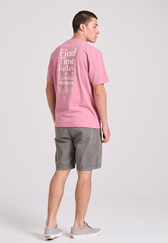 FUNKY BUDDHA-Ανδρικό t-shirt FUNKY BUDDHA FBM009-057-04 ροζ