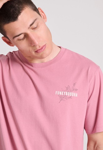 FUNKY BUDDHA-Ανδρικό t-shirt FUNKY BUDDHA FBM009-057-04 ροζ