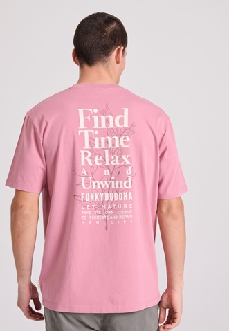 FUNKY BUDDHA-Ανδρικό t-shirt FUNKY BUDDHA FBM009-057-04 ροζ