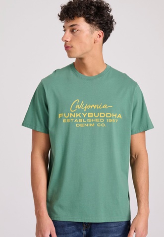 FUNKY BUDDHA-Ανδρικό t-shirt FUNKY BUDDHA FBM009-017-04 πράσινο