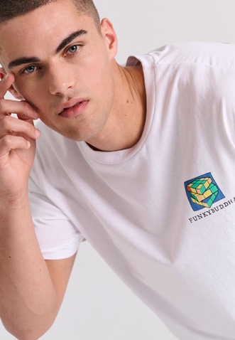 FUNKY BUDDHA-Ανδρικό t-shirt FUNKY BUDDHA  λευκό