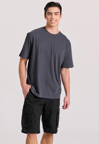 FUNKY BUDDHA-Ανδρικό t-shirt FUNKY BUDDHA FBM009-083-04 γκρι